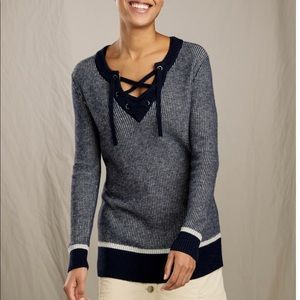 NWT Toad & Co Mitchell Tunic Lace Up Navy Sweater